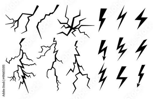 Wallpaper Mural Set of lightnings isolated on white background