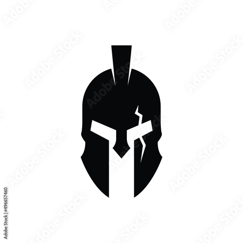 spartan helmet or galea with crack on the eye