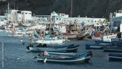 View of a seaport of a Moroccan city.