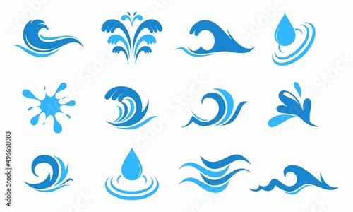Sea wave water set illustration vector design