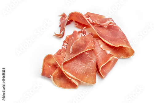 Hamon is forty-eight weeks old. Spanish jamon and traditional food, Jamon Serrano, Bellota, Italian Prosciutto Crudo or Parma ham, whole leg Isolated on white background