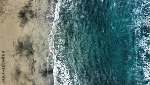 Aerial beach view from drone perspective