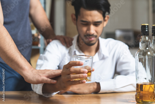 Quadro em tela Stop alcohol concept. Person refuse to drink alcohol.
