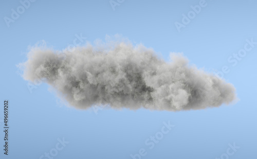 White 3d cloud isolated on a blue background. Realistic cloud in the blue sky. 3D Rendering