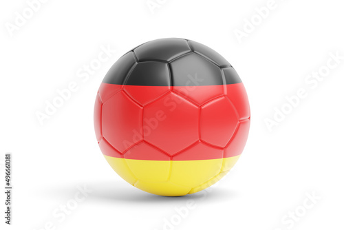 Soccer ball with the colors of the German flag. 3d illustration.
