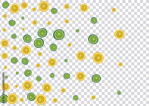 Green Fruit Background Transparent Vector. Drawing Set. Greenish Citrus Organic. Isolated Lemon Greenish Set.