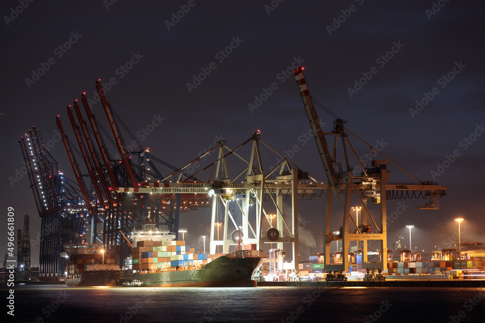 Hamburg Harbor by Night