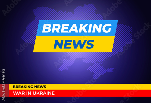 Breaking news live on world map background with  Ukraine flag. Background screen saver on breaking news. Vector illustration.