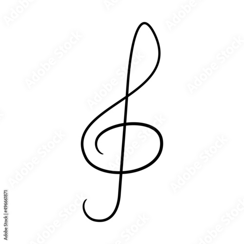 treble clef, linear icon, vector musical sign.