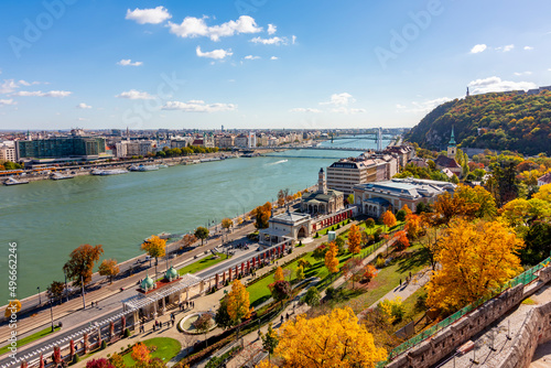 Photography Budapest autumn cityscape with Danube river, Hungary