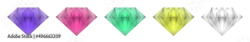 Set of Diamond gem in different color, vector illustration