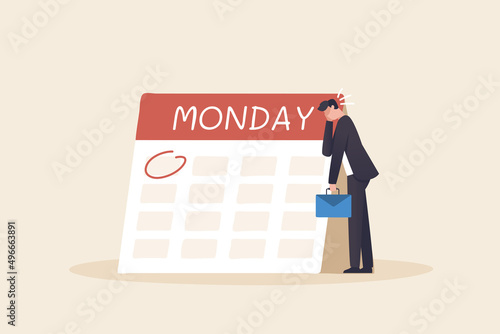 Burnout Syndrome. stress at work, emotional exhaustion, feeling drained, mentally depleted, Has a negative attitude towards one's ability to work. Businessmen or workers are bored and hate Mondays.