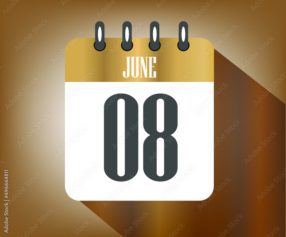 Icon day 8 june, wooden calendar template for holidays and events Icon day 8 june, wooden calendar template for holidays and events