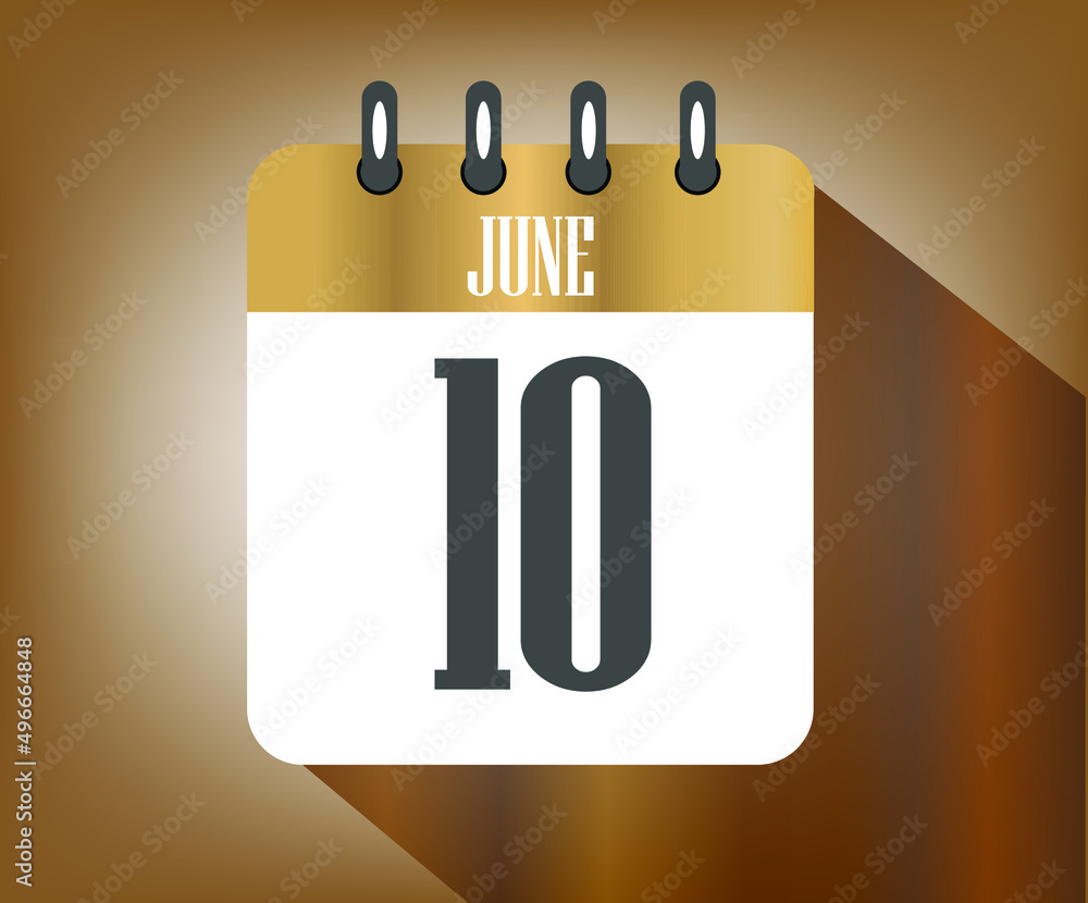 Icon day 10 june, wooden calendar template for holidays and events Icon day 10 june, wooden calendar template for holidays and events