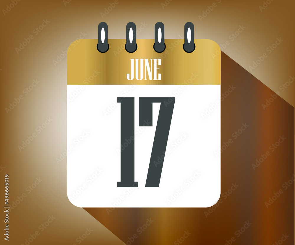 Icon day 17 june, wooden calendar template for holidays and events Icon day 17 june, wooden calendar template for holidays and events