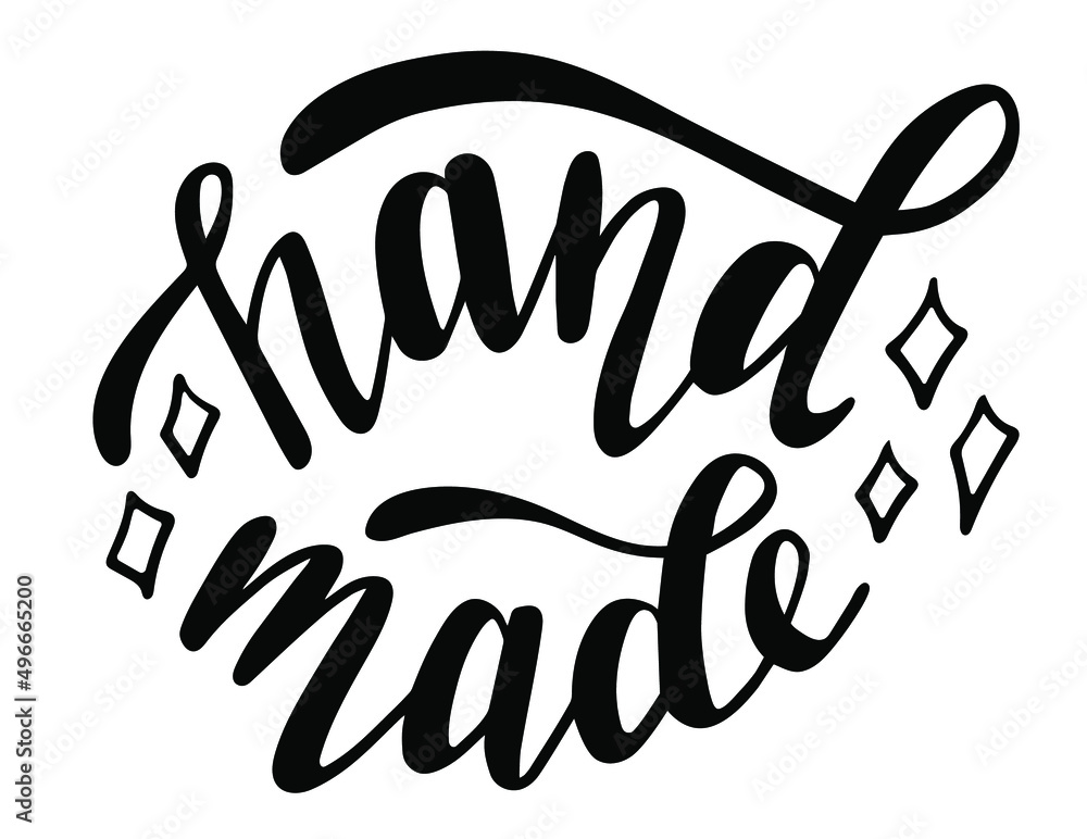 Fototapeta premium Hand Made label phrase handwritten lettering vector. 