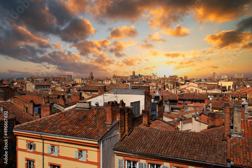 View of Toulouse roofs at sunset photo