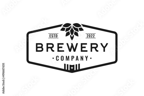 Vintage American Beer Brewery, Wheat Malt Beer Brewing logo design