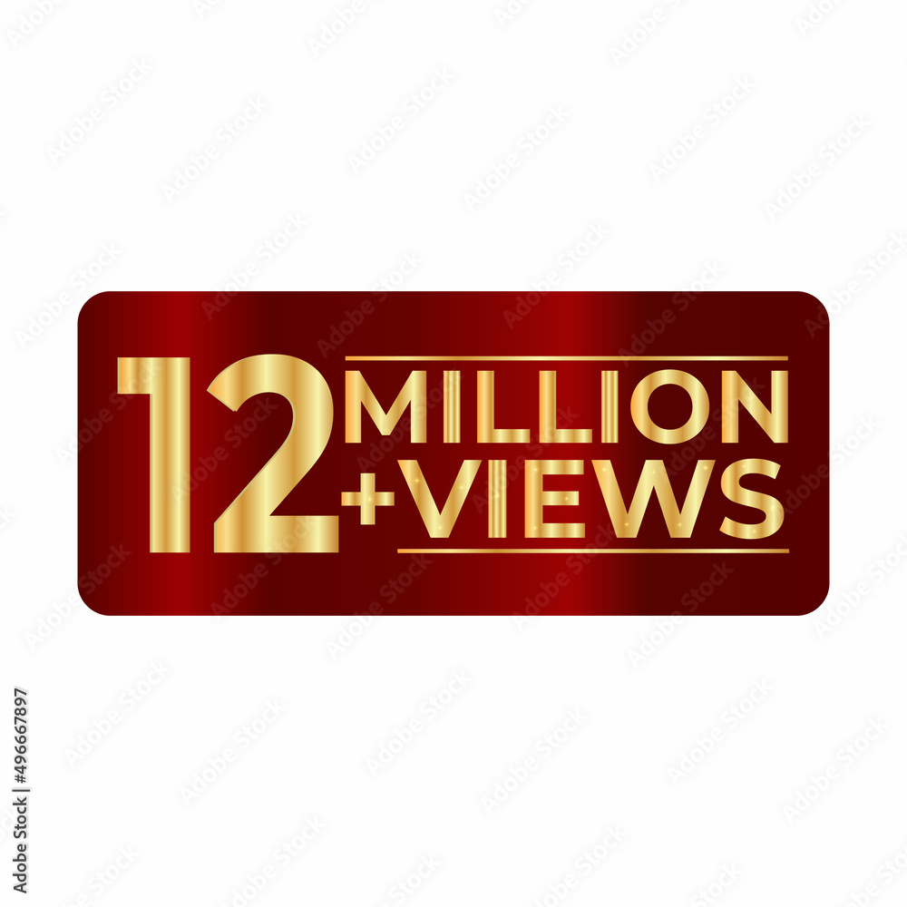 12 Million plus views 3d sign isolated on white background, 3d rendering. illustration for Social Network friends or followers, like 12 Million plus views 3d sign isolated on white background, 3d rendering. illustration for Social Network friends or followers, like