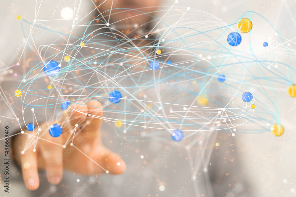 Global network. Blockchain. 3D illustration. Neural networks and artificial intelligence. Abstract Global network. Blockchain. 3D illustration. Neural networks and artificial intelligence. Abstract