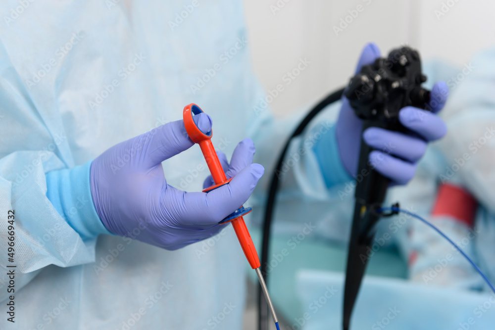 Stockfoto Endoscopic examination. Instruments for gastroscopy and