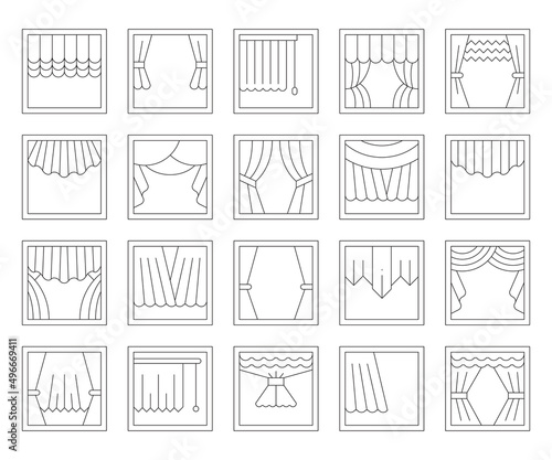 curtain and blinds icons set