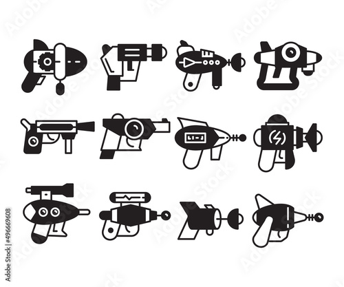 space gun icons set