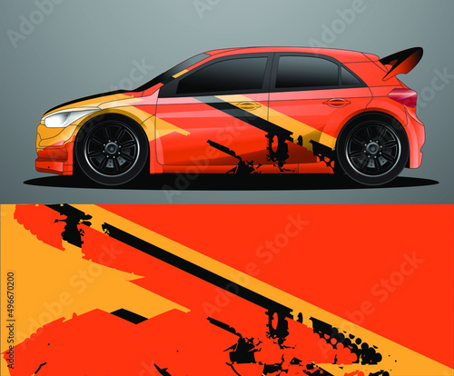 Rally car decal graphic wrap vector  abstract background 