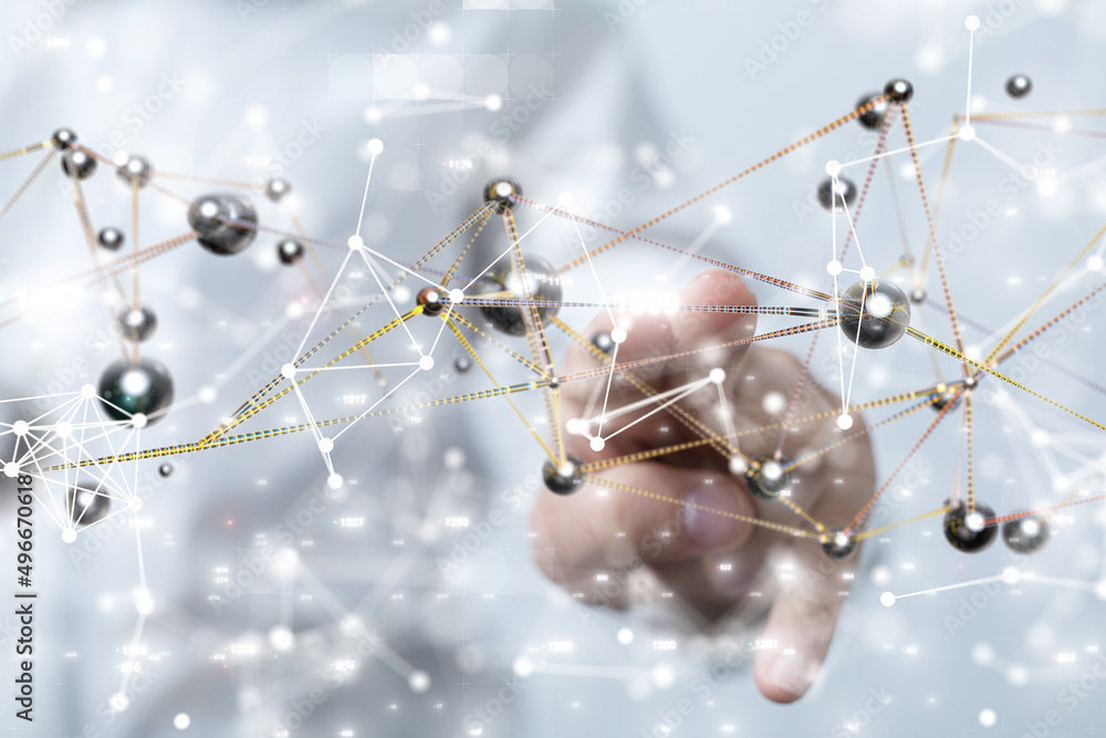 Obraz premium Connecting lines and dots.Big data visualization