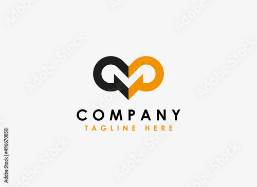 Abstract Letter M Logo. Black and Yellow Geometric Shape with Letter M Negative Space Inside. Usable for Technology, Business and Branding Logos. Flat Design Vector Template Element
