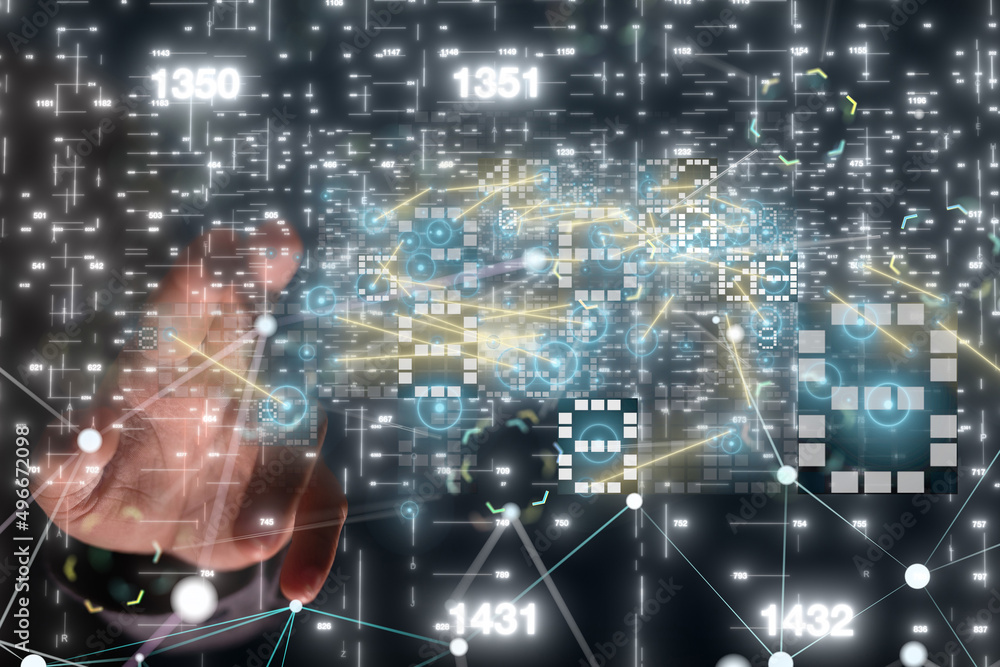 Neural network 3D illustration. Big data and cybersecurity Neural network 3D illustration. Big data and cybersecurity