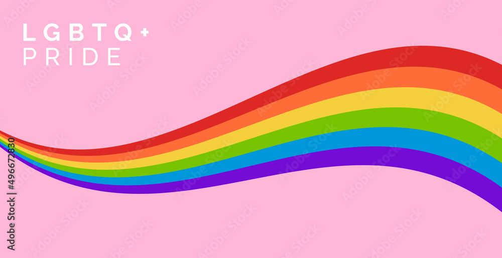 Pride Banner with LGBTQ Rainbow Flag Wave. Pride Month Web Banner