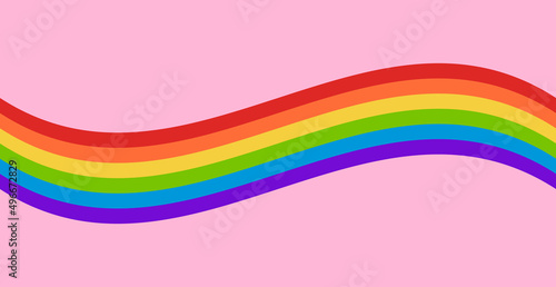 LGBTQ+ Pride Flag Background. Retro Style Rainbow Wave on Pink Background. Vector Illustration for LGBTQ Pride Month.
