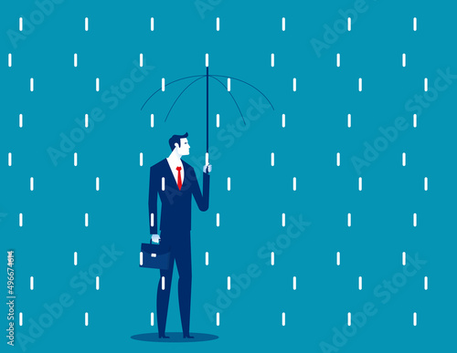 A man holding broken umbrella. Business vector illustration concept