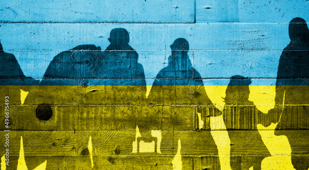 Fototapeta premium Urkainer auf der Flucht