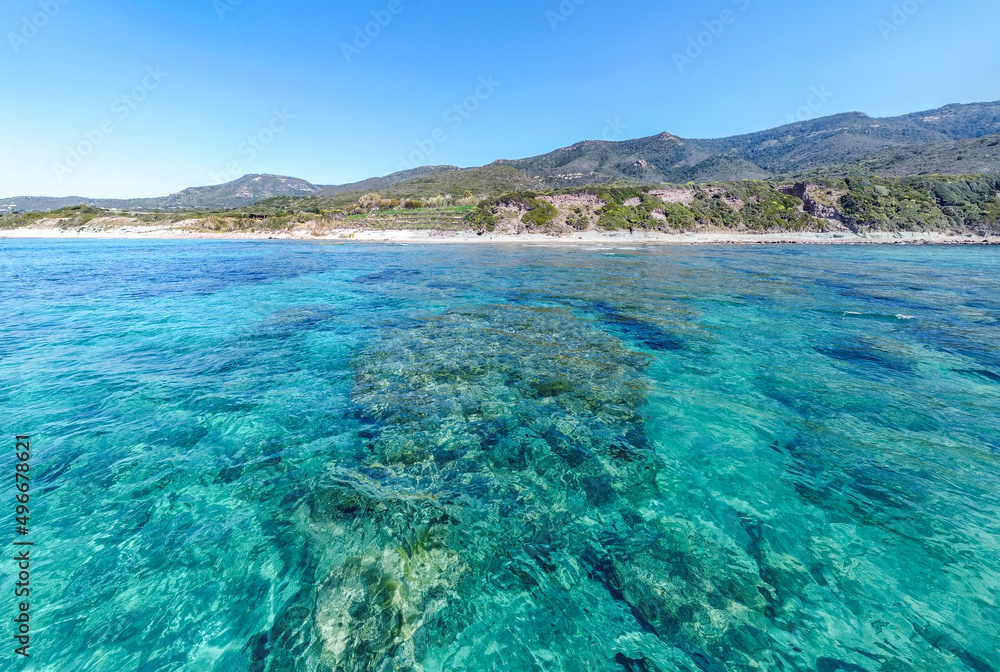 Turquoise sea in La Speranza beach on a sunny day