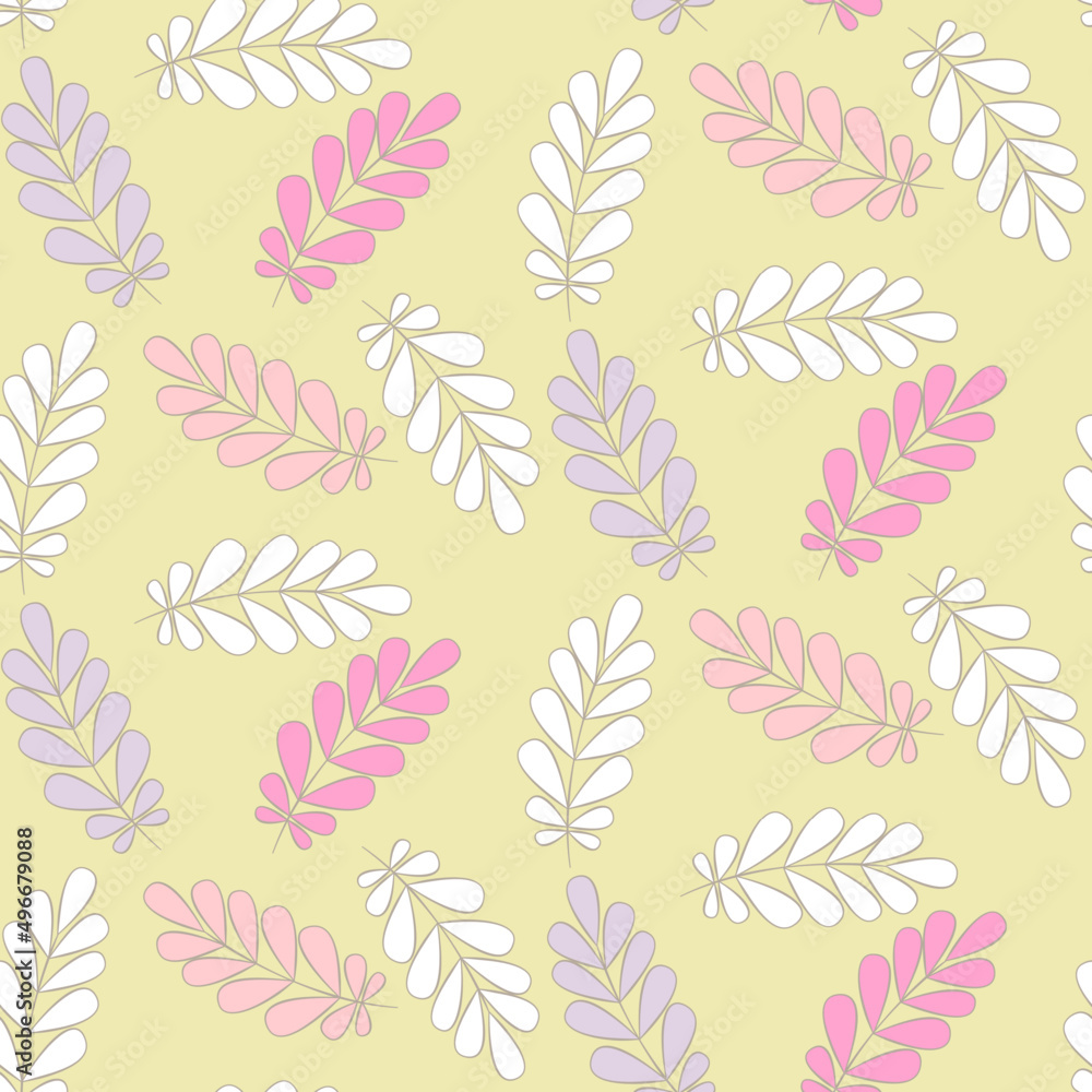 Vector seamless half-drop pattern, with leaves Vector seamless half-drop pattern, with leaves