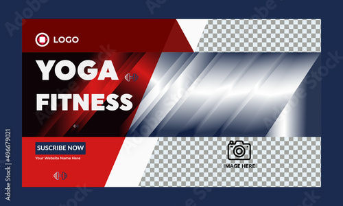 Gym fitness you tube thumbnail template design and video thumbnail template, Video cover photo template for social media
