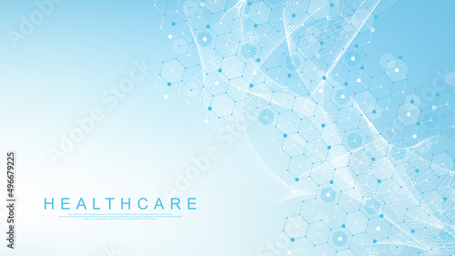 Health care and science medical pattern innovation concept background vector design