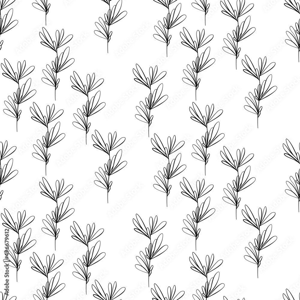 Vector seamless half-drop pattern, with leaves Vector seamless half-drop pattern, with leaves