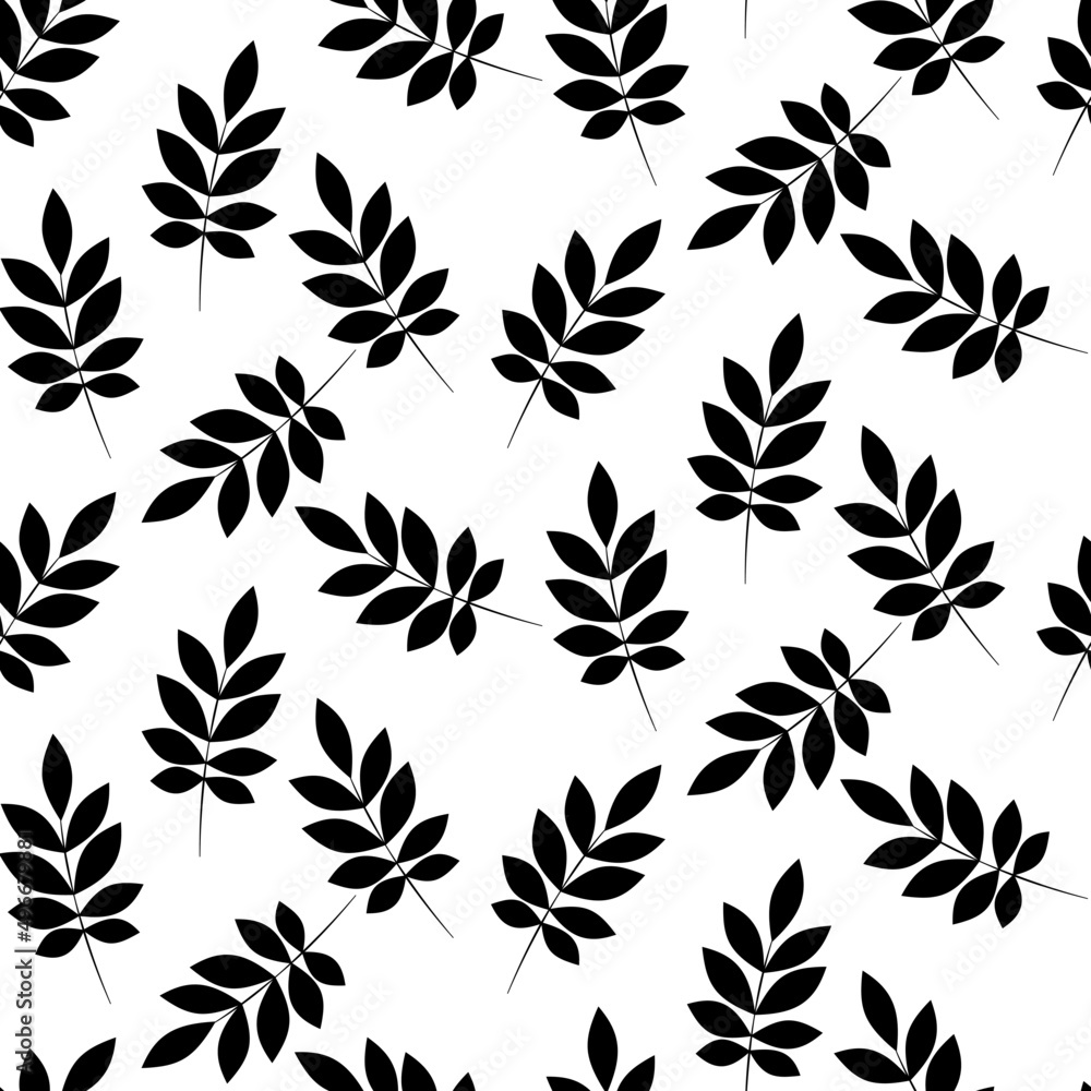 Vector seamless half-drop pattern, with leaves Vector seamless half-drop pattern, with leaves