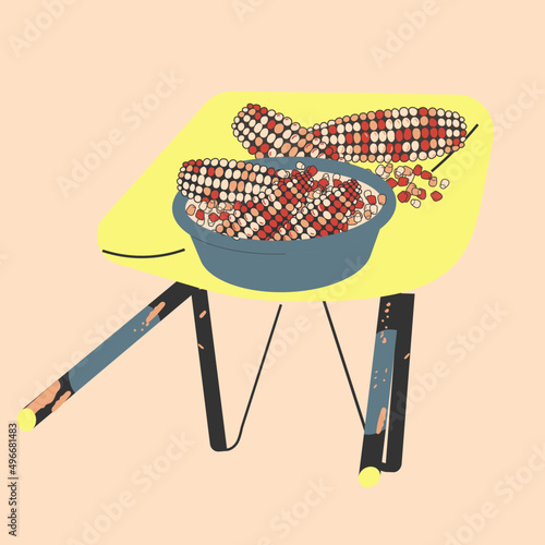 Beautiful icons set vector isolated flat illustration. Traditional Mexican kitchen, corn photo