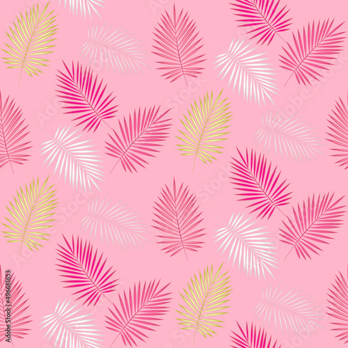 Vector seamless half-drop pattern, with leaves 