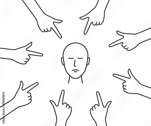 bullying or blame in society with thin line forefingers