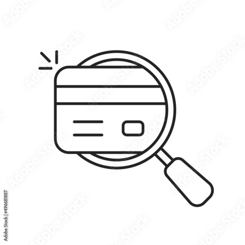 thin line credit card with black magnifying glass