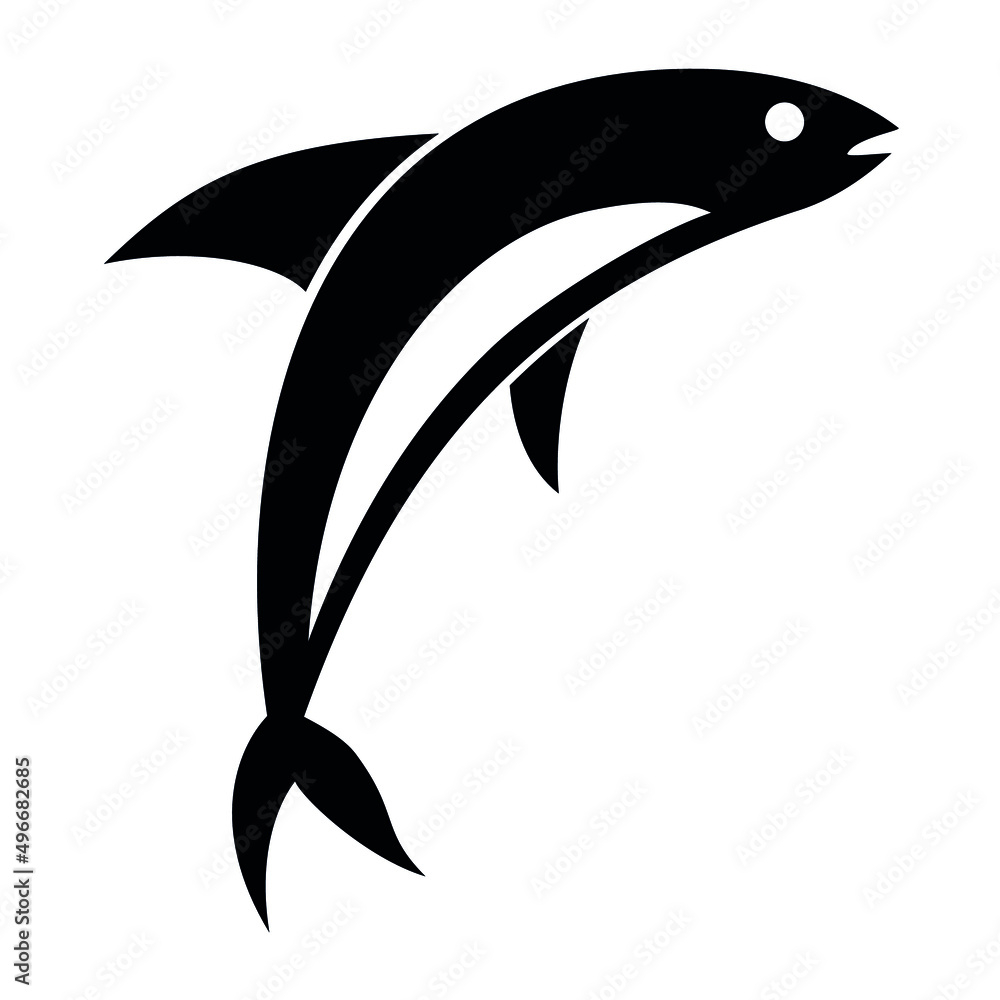 Naklejka premium Simple fish icon design. Vector illustration.
