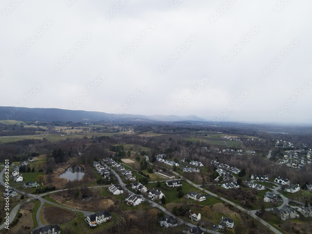 Cloudy overcast over unknown town 