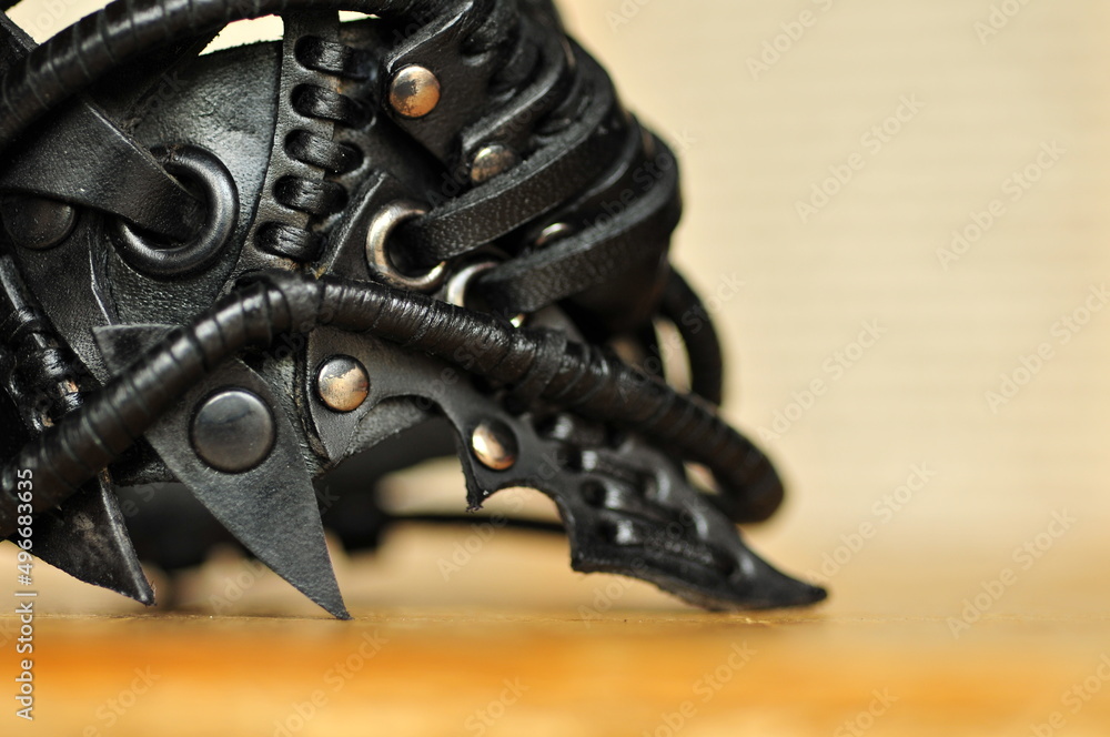 Obraz premium Photo of a steampunk leather wrist bracelet.