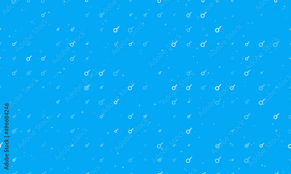 Fototapeta premium Seamless background pattern of evenly spaced white astrological connection symbols of different sizes and opacity. Vector illustration on light blue background with stars