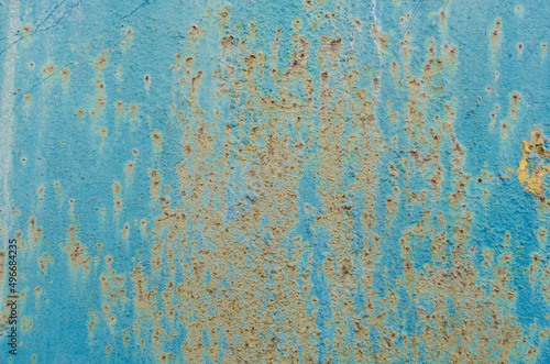 blue yellow rusty metal wall background